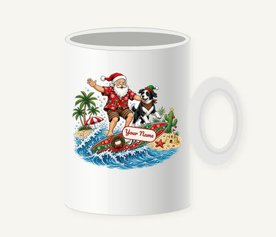 Santa and the Dog on Tour Personalised Christmas Mug