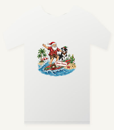 Santa and the Dog on Tour Personalised Christmas T-Shirt and Hoodie