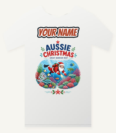 Santa Diving The Reef Personalised Christmas T-Shirt and Hoodie