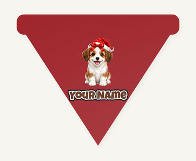 Santa Hat Puppy Personalised Christmas Dog Bandana