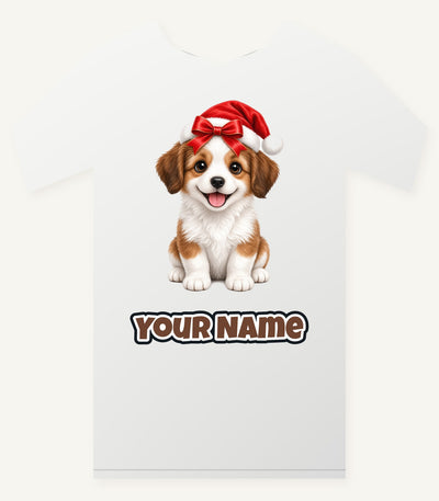 Santa Hat Puppy Personalised Christmas T-Shirt and Hoodie
