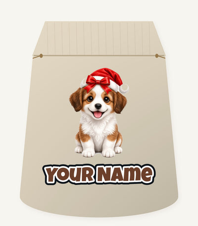 Santa Hat Puppy Personalised Santa Sack