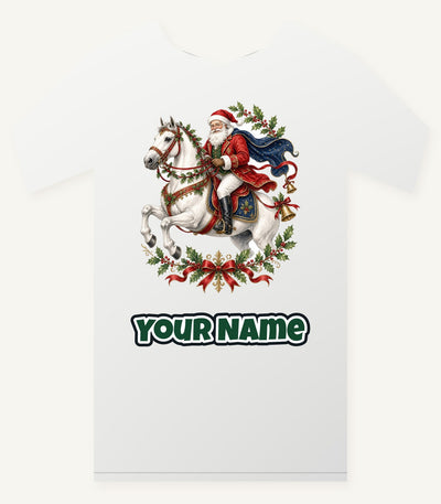 Santa on a White Horse Personalised Christmas T-Shirt and Hoodie