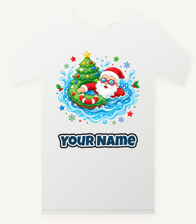 Santa Pool Float Christmas Personalised Christmas T-Shirt and Hoodie