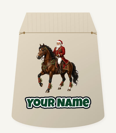 Santa Riding a Brown Horse Personalised Santa Sack