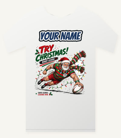 Santa Scores A Try Personalised Christmas T-Shirt and Hoodie