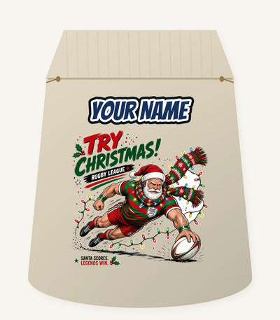 Santa Scores A Try Personalised Santa Sack
