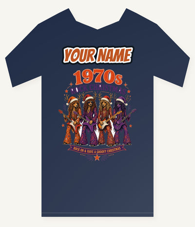 Seventies Reindeer Rock Band Personalised Kids Tee and Baby Bodysuit
