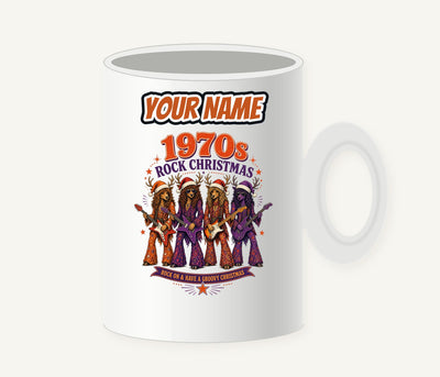 Seventies Reindeer Rock Band Personalised Christmas Mug
