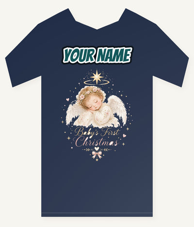 Sleeping Angel Baby Christmas Personalised Kids Tee and Baby Bodysuit