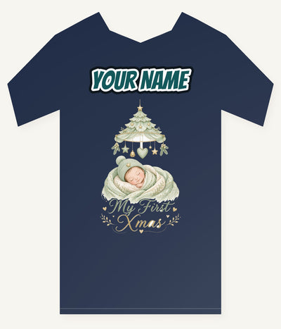 Sleeping Baby First Xmas Personalised Kids Tee and Baby Bodysuit