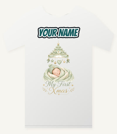 Sleeping Baby First Xmas Personalised Christmas T-Shirt and Hoodie