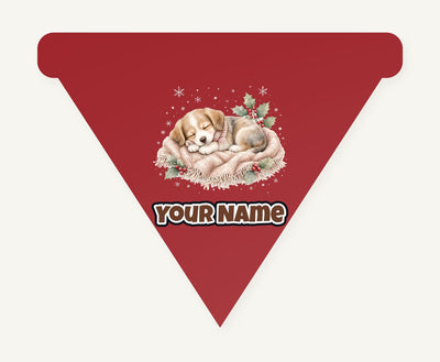 Sleepy Christmas Puppy Personalised Christmas Dog Bandana