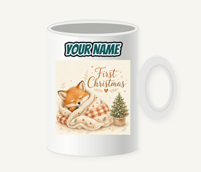 Sleepy Fox First Christmas Personalised Christmas Mug