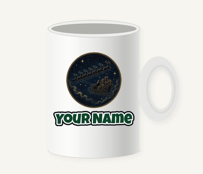 Sleigh Across the Night Sky Personalised Christmas Mug
