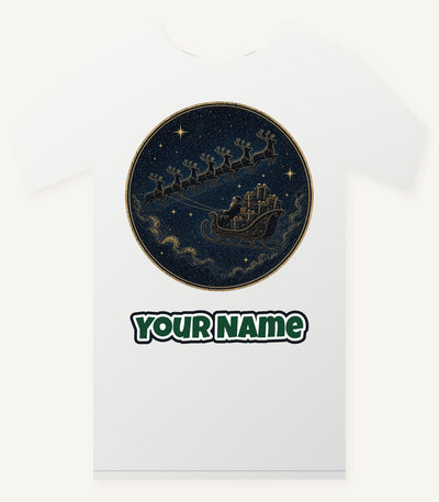 Sleigh Across the Night Sky Personalised Christmas T-Shirt and Hoodie