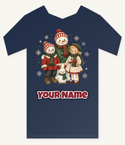 Snowman And Friends Portrait Personalised Kids and Baby Christmas Tee