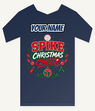 Spike Christmas Cheer Volleyball Personalised Kids Tee and Baby Bodysuit
