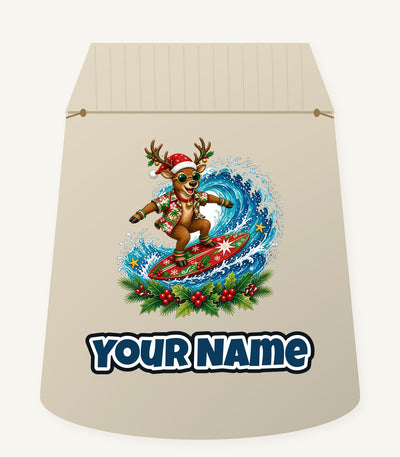 Surfing Reindeer Big Wave Personalised Santa Sack