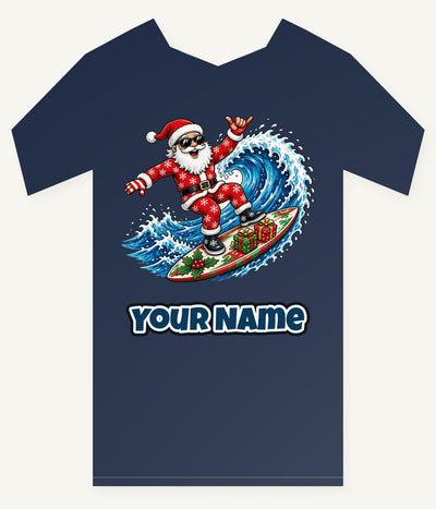 Surfing Santa Hang Loose Personalised Kids Tee and Baby Bodysuit