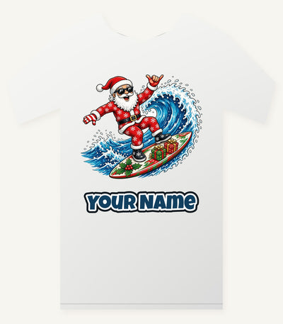 Surfing Santa Hang Loose Personalised Christmas T-Shirt and Hoodie