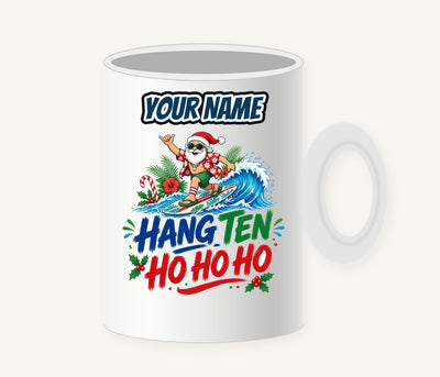 Surfing Santa Ho Ho Ho Personalised Christmas Mug