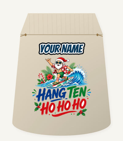 Surfing Santa Ho Ho Ho Personalised Santa Sack