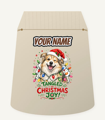 Tangled Christmas Lights Dog Personalised Santa Sack