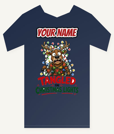 Tangled in Christmas Lights Personalised Kids Tee and Baby Bodysuit