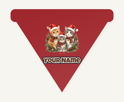 Three Christmas Kittens Personalised Christmas Dog Bandana