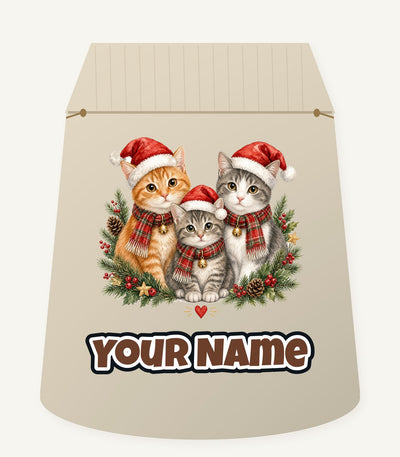 Three Christmas Kittens Personalised Santa Sack