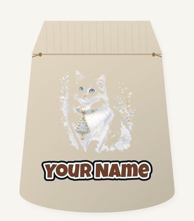 White Cat Christmas Charm Personalised Santa Sack