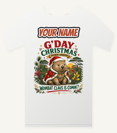 Wombat Claus Down Under Personalised Christmas T-Shirt and Hoodie