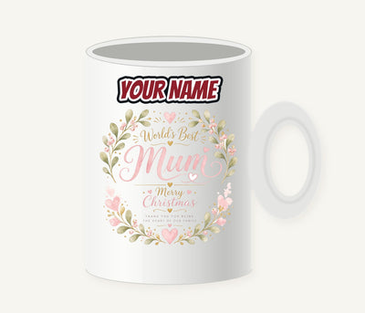 World's Best Mum Wreath Personalised Christmas Mug