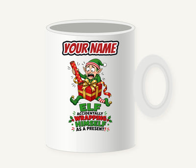 Wrapped Himself As A Present Personalised Christmas Mug