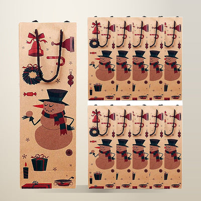 20 Pack Christmas Wine Bottle Gift Bags, Kraft Paper