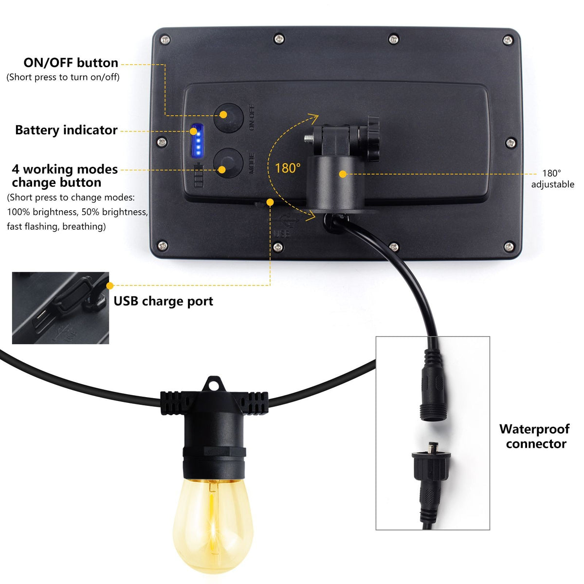 29ft solar festoon string lights