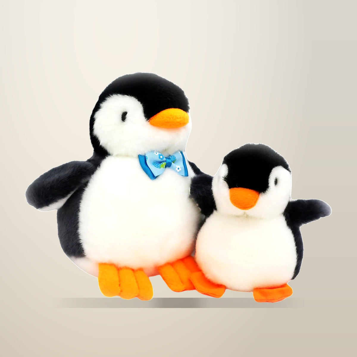 Kenisy Plush Penguin Keychain and Doll Set, Black, 2 Piece, on a plain cream background