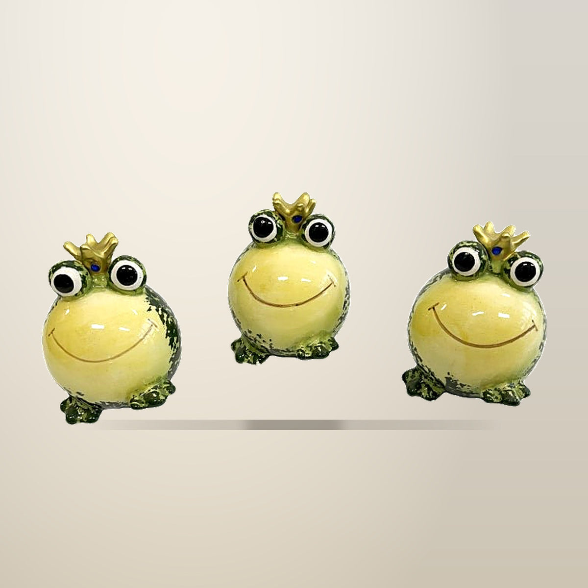 3 Piece Frog Princess Figurine Set, on a plain cream background