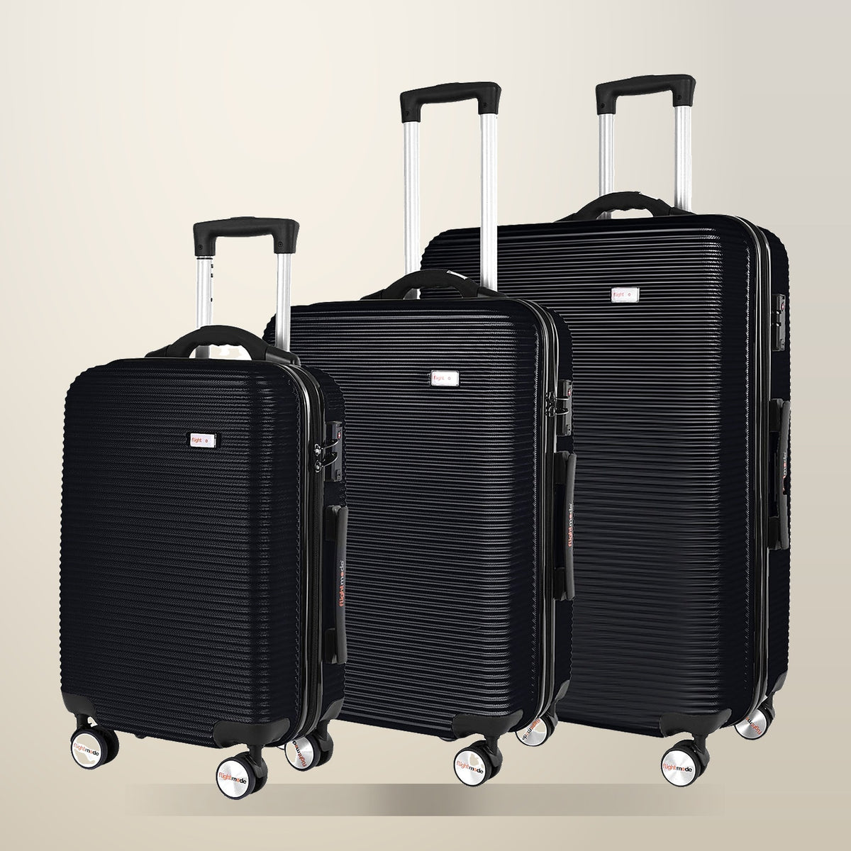 3 Piece Digital Scale Luggage Set (20/24/28 Inch), on a plain cream background