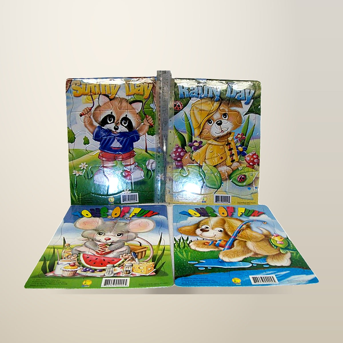Assorted Animal Frame Tray Puzzles, Set of 4, on a plain cream background