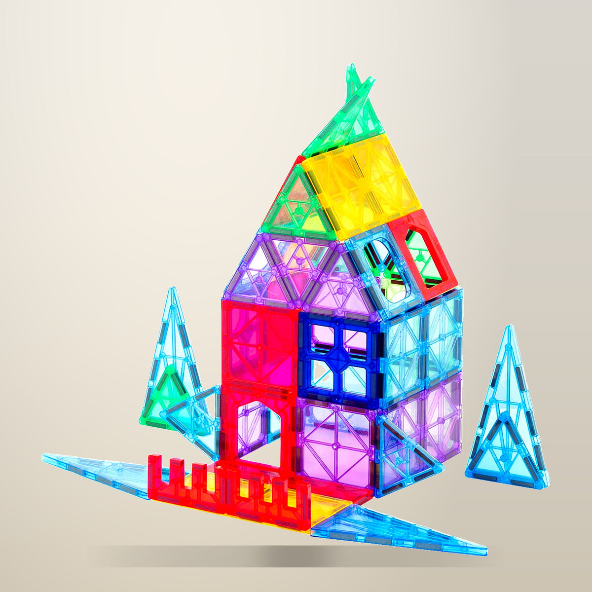 GEM Toys Magnetic Building Tiles, 48 Piece, on a plain cream background