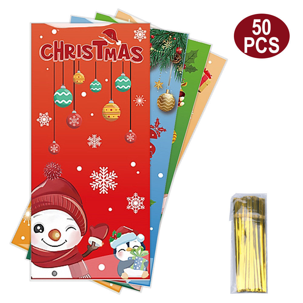 Christmas Gift Bags with Twist Ties, 50 Pack