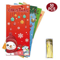 Christmas Gift Bags with Twist Ties, 50 Pack