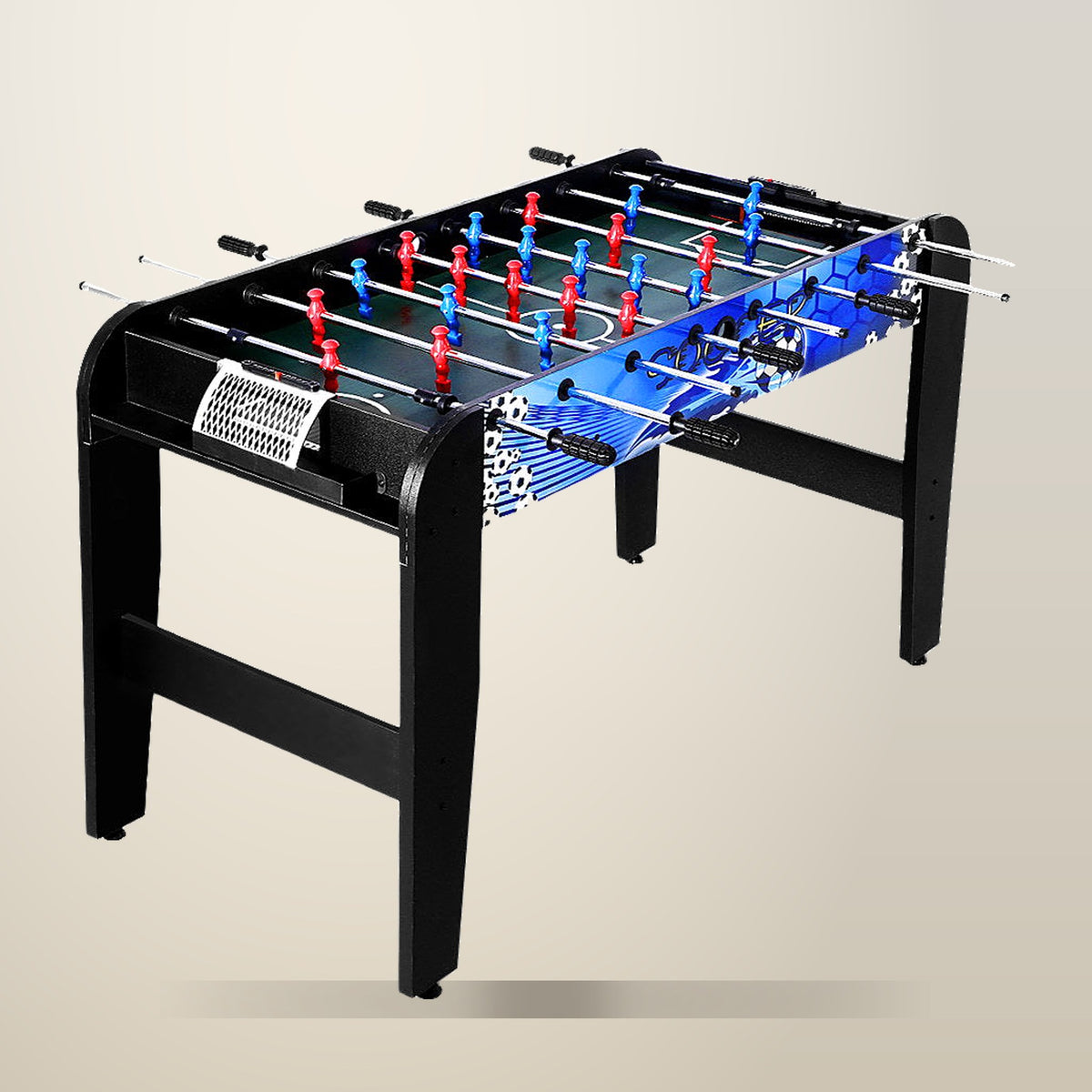 4 Foot Foosball Soccer Table, MDF, on a plain cream background