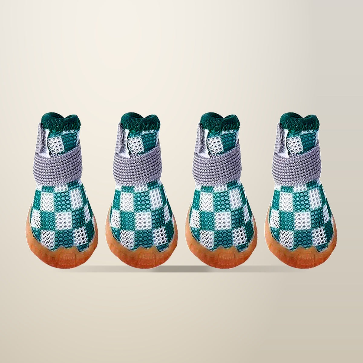 Breathable Mesh Dog Shoes, Set of 4, on a plain cream background