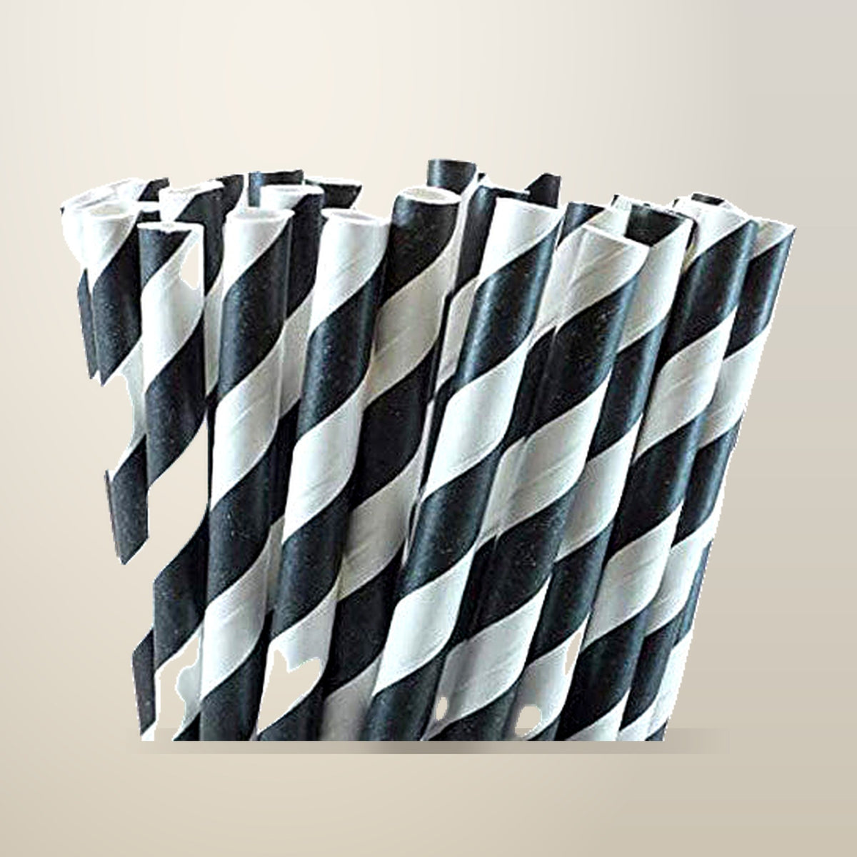 My Decorations Black and White Paper Straws, 50 Pack, on a plain cream background