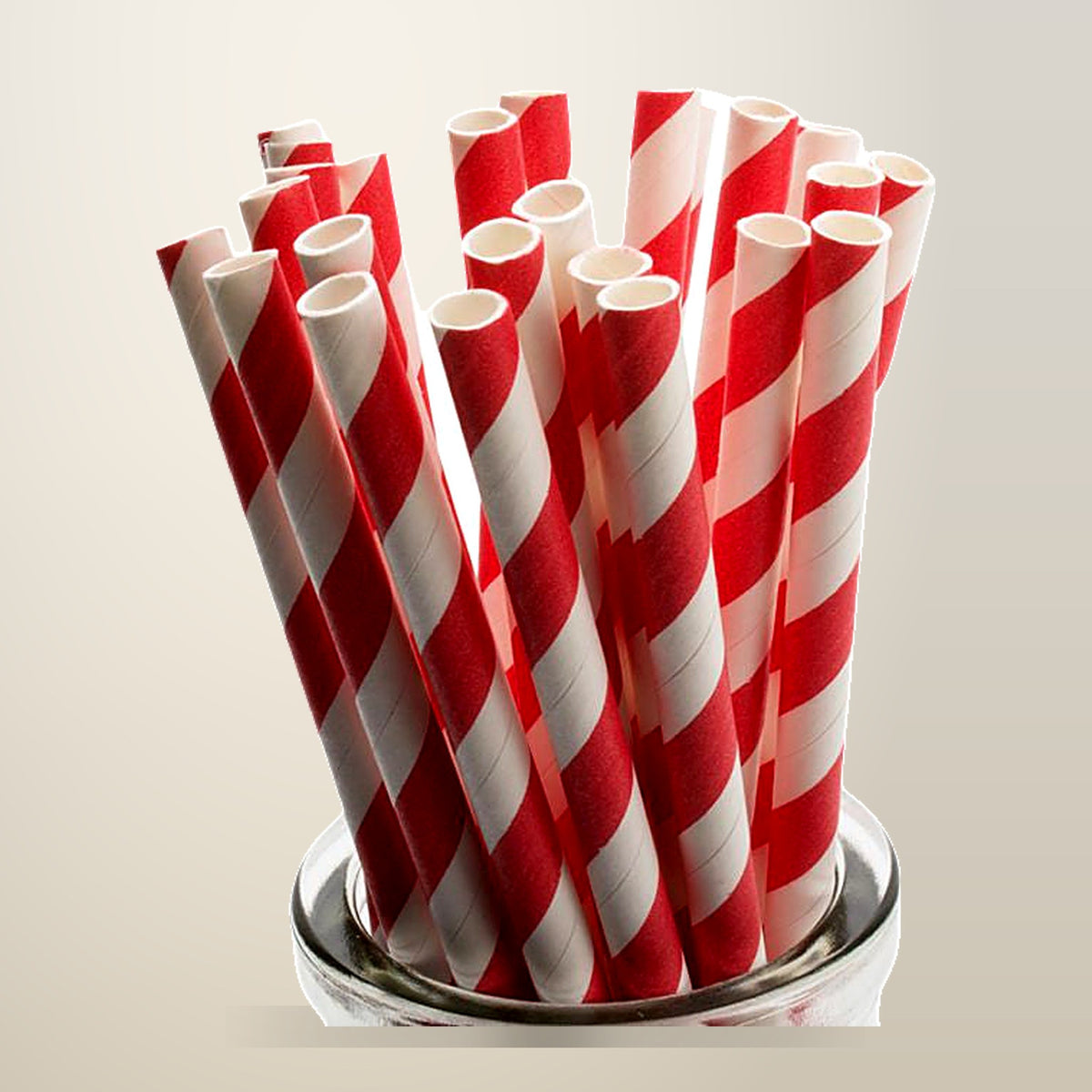 My Decorations Red and White Paper Straws, 50 Pack, on a plain cream background