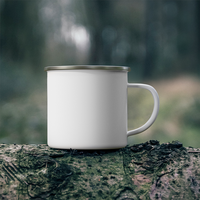 Personalised Enamel Camping Mug, blank before printing 2