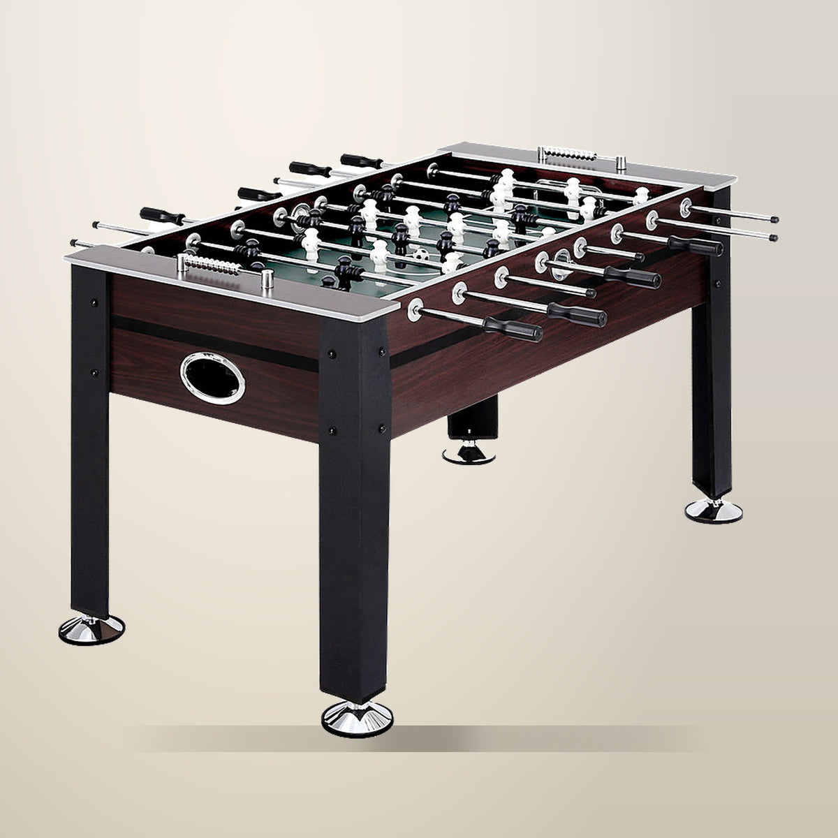 5 Foot Foosball Table, MDF and Metal Frame, on a plain cream background